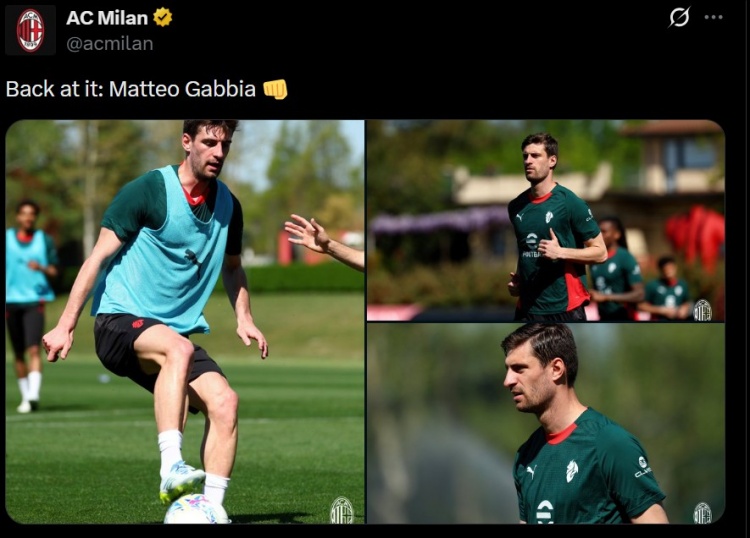 世界杯客户端升级下载-米兰官方晒照，自2月底以来一直因伤缺阵的加比亚回归合练